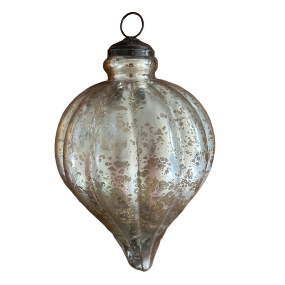 Pottery Barn Other - Pottery Barn Ornament Large 8” Mercury Glass Teardrop Kugel Holiday Christmas